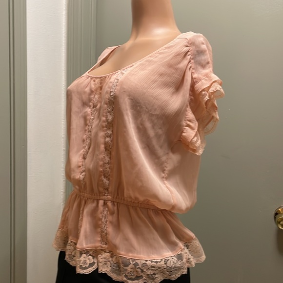 Princess Vera Wang Sheer Lace Peplum Blouse Size Medium EUC - Picture 8 of 10